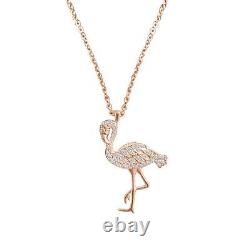 0.80CT Round Cut Moissanite Womens Flamingo Bird Chain Pendant Rose Gold Plated