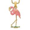 10k Solid Yellow Gold Pink Flamingo Necklace