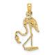 10k Yellow Gold Flamingo Necklace Charm Pendant