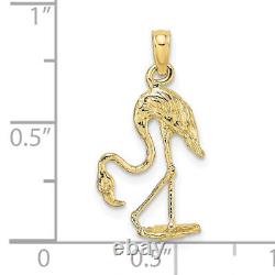10K Yellow Gold Flamingo Necklace Charm Pendant