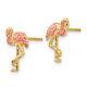 10k Yellow Gold Pink Flamingo Earrings