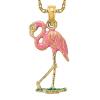 10k Yellow Gold Pink Flamingo Necklace Tropical Bird Pendant Summer Beach Charm