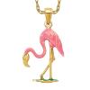 10k Yellow Gold Pink Flamingo Tropical Summer Bird Necklace Pendant Charm