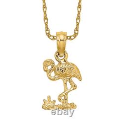 10K Yellow Gold Small Flamingo Necklace Charm Pendant