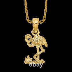 10K Yellow Gold Small Flamingo Necklace Charm Pendant