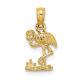 10k Yellow Gold Small Flamingo Necklace Charm Pendant