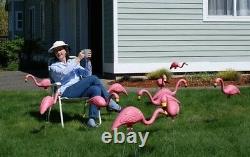 10 Pack 27 Pink Flamingos Plastic Yard Garden Lawn Art Ornaments Retro Statue