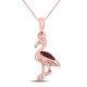 10k Rose Gold Womens Red Color Enhanced Diamond Flamingo Bird Animal Pendant