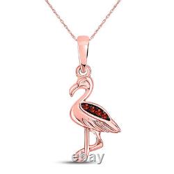 10k Rose Gold Womens Red Color Treated Diamond Flamingo Bird Animal Pendant