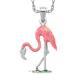 14k White Gold Pink Flamingo Necklace Tropical Bird Pendant Summer Beach Charm