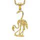 14k Yellow Gold 3 Dimensional Double Flamingo Necklace Charm Pendant