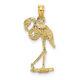 14k Yellow Gold Flamingo Head Up Necklace Charm Pendant