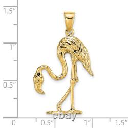14K Yellow Gold Flamingo Necklace Charm Pendant