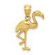 14k Yellow Gold Open Flamingo Necklace Charm Pendant