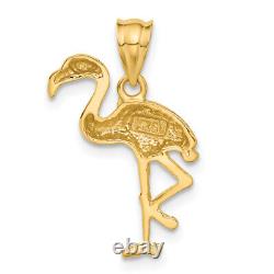 14K Yellow Gold Open Flamingo Necklace Charm Pendant