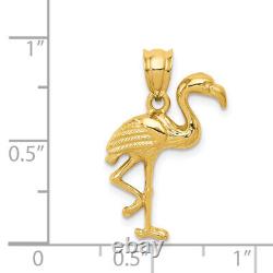 14K Yellow Gold Open Flamingo Necklace Charm Pendant