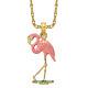 14k Yellow Gold Pink Flamingo Necklace Charm Pendant