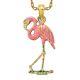 14k Yellow Gold Pink Flamingo Necklace Tropical Bird Pendant Summer Beach Charm