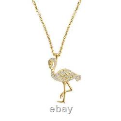 14K Yellow Gold Plated 0.80CT Round Cut Moissanite Women's Flamingo Bird Pendant