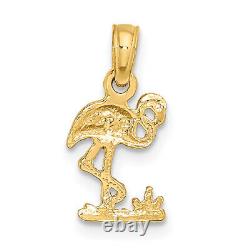 14K Yellow Gold Small Flamingo Necklace Charm Pendant