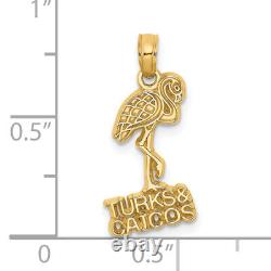14K Yellow Gold Turks Caicos Flamingo Necklace Charm Pendant