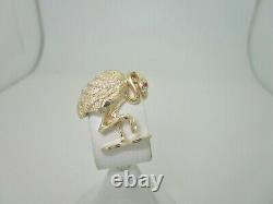 14k Brooch Pins Ruby Flamingo Natural Antique Solid Gold July Birthstone P009