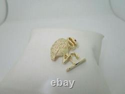 14k Brooch Pins Ruby Flamingo Natural Antique Solid Gold July Birthstone P009