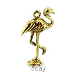 14k Gold Flamingo Bird Charm