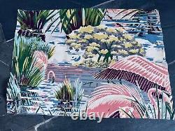 1930s Deco Rarest FLAMINGO Miami Beach HAWAII Bird Barkcloth Era Vintage Fabric