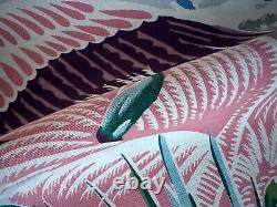 1930s Deco Rarest FLAMINGO Miami Beach HAWAII Bird Barkcloth Era Vintage Fabric