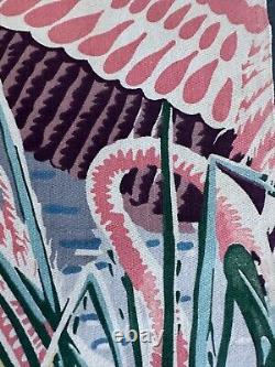 1930s Deco Rarest FLAMINGO Miami Beach HAWAII Bird Barkcloth Era Vintage Fabric