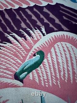 1930s Deco Rarest FLAMINGO Miami Beach HAWAII Bird Barkcloth Era Vintage Fabric