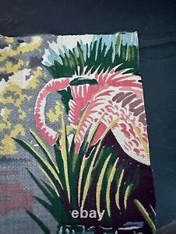 1930s Deco Rarest FLAMINGO Miami Beach HAWAII Bird Barkcloth Era Vintage Fabric