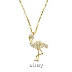 1Ct Round Cut Lab-Created Diamond Flamingo Bird Pendant 14k Yellow Gold Plated