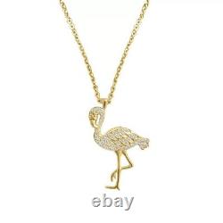 1Ct Round Cut Lab-Created Diamond Flamingo Bird Pendant 14k Yellow Gold Plated