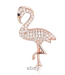 1.5ct Round Cut Moissanite Flamingo Bird Pendant 14k Rose Gold Plated NO CHAIN