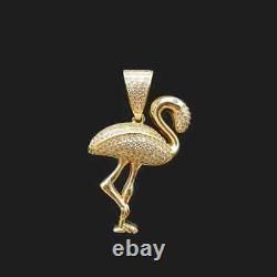 1.70Ct Round Cut Real Moissanite Flamingo Bird Pendant 14K Yellow Gold Plated