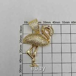 1.70Ct Round Cut Real Moissanite Flamingo Bird Pendant 14K Yellow Gold Plated