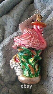 2002 Christopher Radko Flamingo Beach Bird Christmas Ornament 6.5 Rare