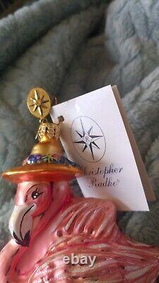 2002 Christopher Radko Flamingo Beach Bird Christmas Ornament 6.5 Rare