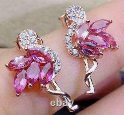 2Ct Marquis Cut Lab-Created Pink Ruby 14K Yellow Gold Plated Flamingo Bird Shape