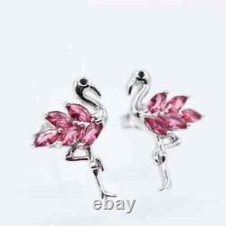 2Ct Marquise Cut Simulated Diamond Flamingo Stud Earrings 14K White Gold Plated
