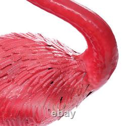 2Pcs/3Pcs Metal Pink Flamingo Yard Outdoor Lawn Garden Decor Art Ornament Statue