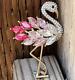 2.30ct Round Cut Real Moissanite Flamingo Bird Brooch Pin 14k Yellow Gold Plated