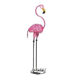 2 Pretty Pink Tropical Flamingo Tango Metal Garden Statue 35.6 Indoor Outdoor