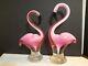 2 Venetian Art Glass Pink Flamingo's, Murano Home Decor. Hand Blown Figurine