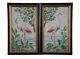 2 Vintage Pink Flamingo Bird Embroidered Needlepoint Tapestry 13