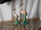 2 Vintage Sgd Will George Pink Flamingo 9 1/2 And 7.25 Flamingos Figurine Bird