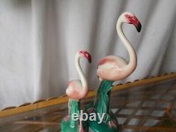 2 Vintage Sgd Will George Pink Flamingo 9 1/2 and 7.25 Flamingos Figurine Bird