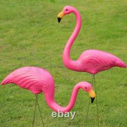 2pc Plastic Lawn Flamingo Garden Pond Ornament Pink Decoration Stand Patio